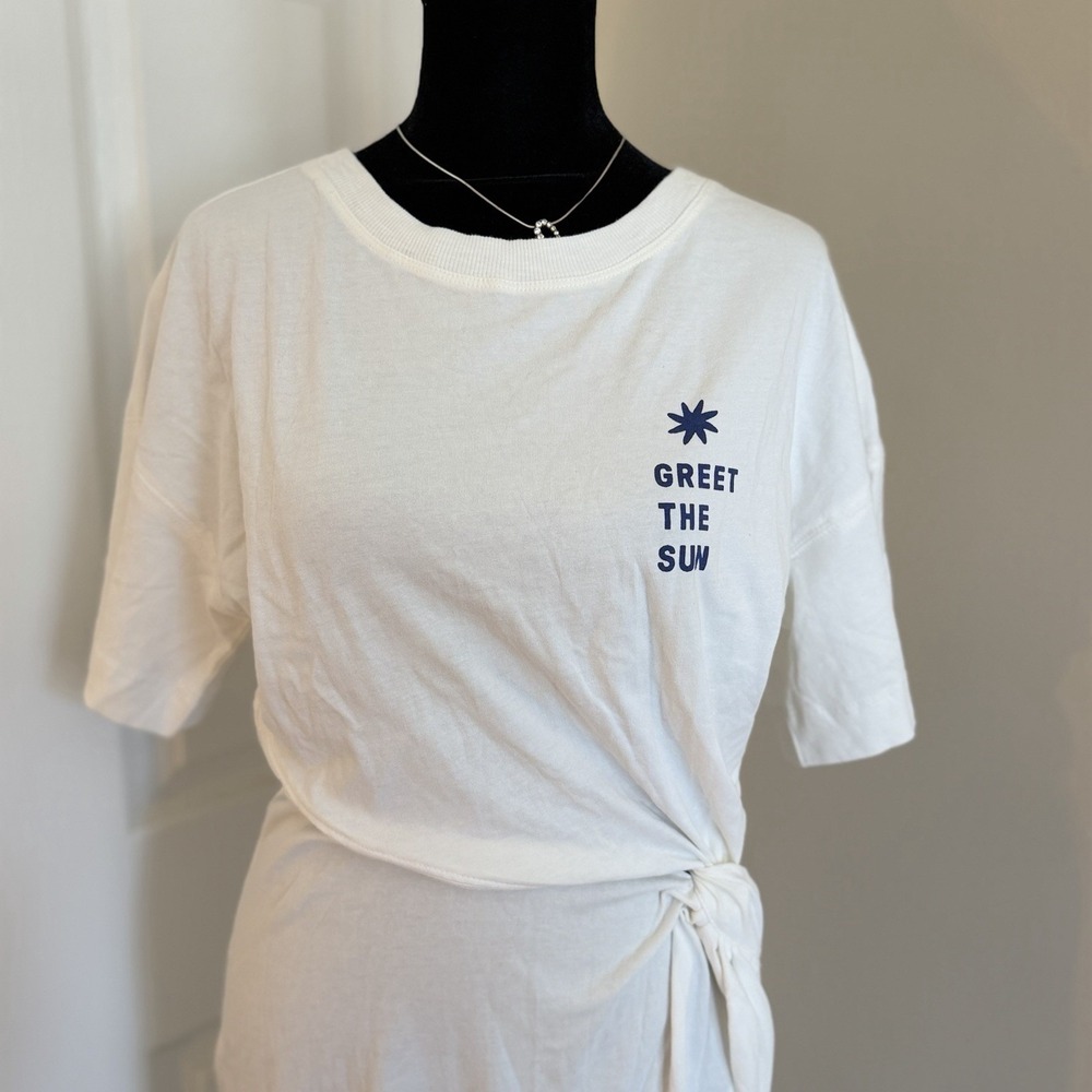 Anthropologie Celandine Maxi T-Shirt Dress White 100% Cotton (XS) NWT Coastal - Picture 4 of 8